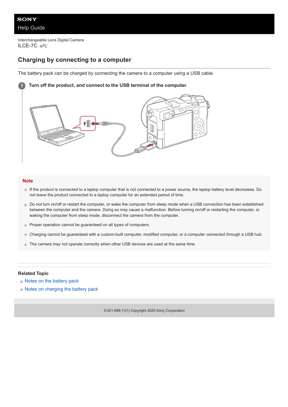 Charging by connecting to a computer, Help guide | Sony UWP-D27 2-Person Camera-Mount Wireless Omni Lavalier Microphone System (UC90: 941 to 960 MHz) User Manual | Page 60 / 661