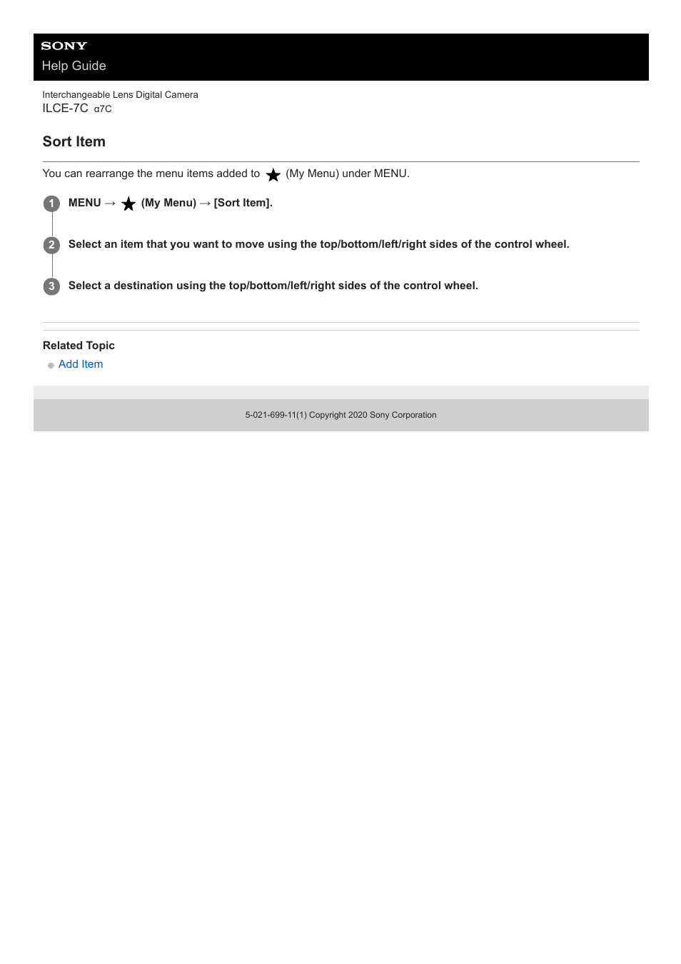 Sort item | Sony UWP-D27 2-Person Camera-Mount Wireless Omni Lavalier Microphone System (UC90: 941 to 960 MHz) User Manual | Page 624 / 661
