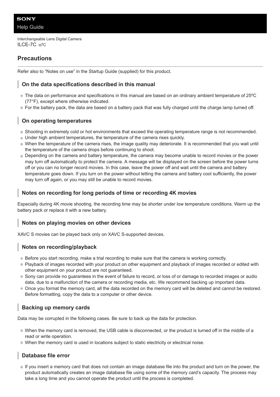 Precautions | Sony UWP-D27 2-Person Camera-Mount Wireless Omni Lavalier Microphone System (UC90: 941 to 960 MHz) User Manual | Page 629 / 661