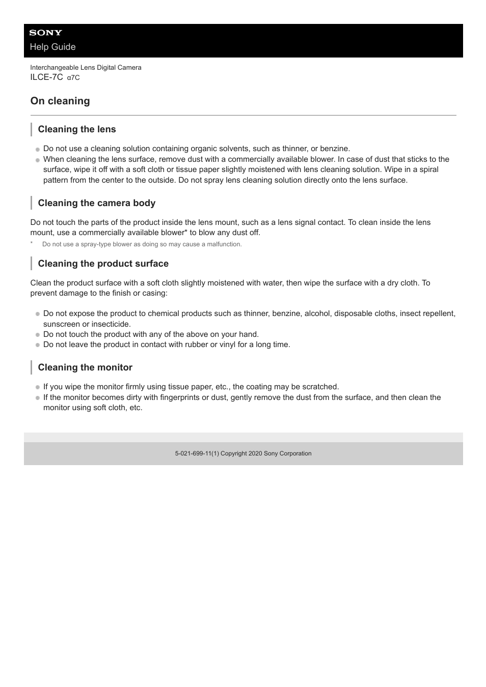 On cleaning | Sony UWP-D27 2-Person Camera-Mount Wireless Omni Lavalier Microphone System (UC90: 941 to 960 MHz) User Manual | Page 633 / 661