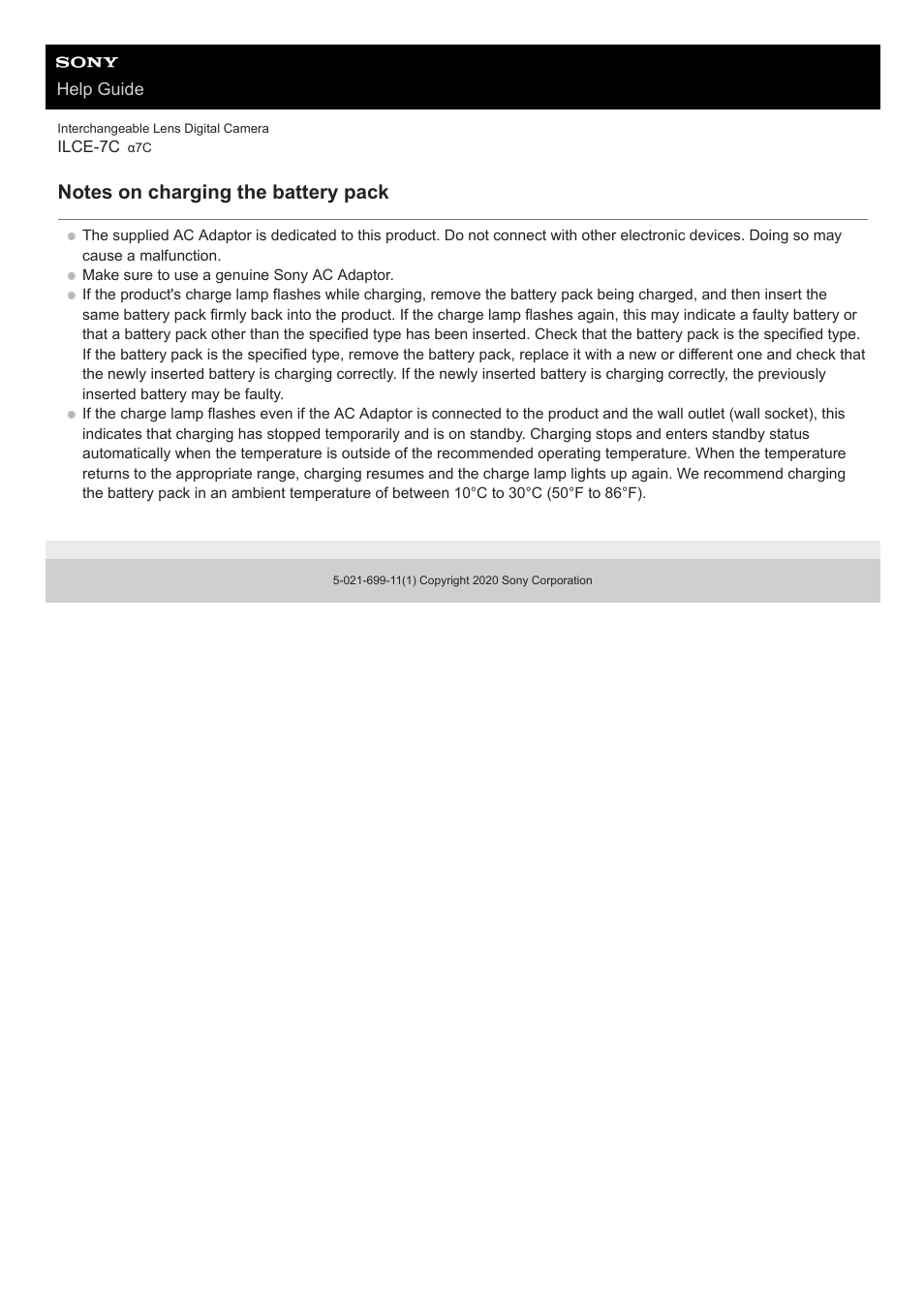 Notes on charging the battery pack | Sony UWP-D27 2-Person Camera-Mount Wireless Omni Lavalier Microphone System (UC90: 941 to 960 MHz) User Manual | Page 65 / 661