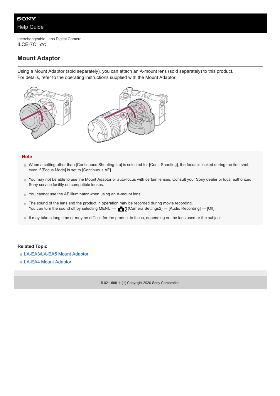 Mount adaptor, Help guide | Sony UWP-D27 2-Person Camera-Mount Wireless Omni Lavalier Microphone System (UC90: 941 to 960 MHz) User Manual | Page 72 / 661
