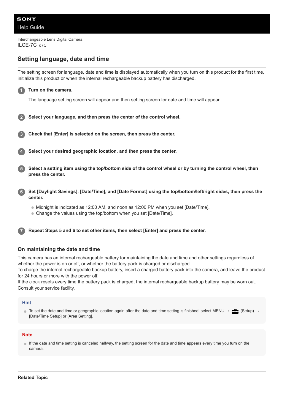 Setting language, date and time | Sony UWP-D27 2-Person Camera-Mount Wireless Omni Lavalier Microphone System (UC90: 941 to 960 MHz) User Manual | Page 76 / 661