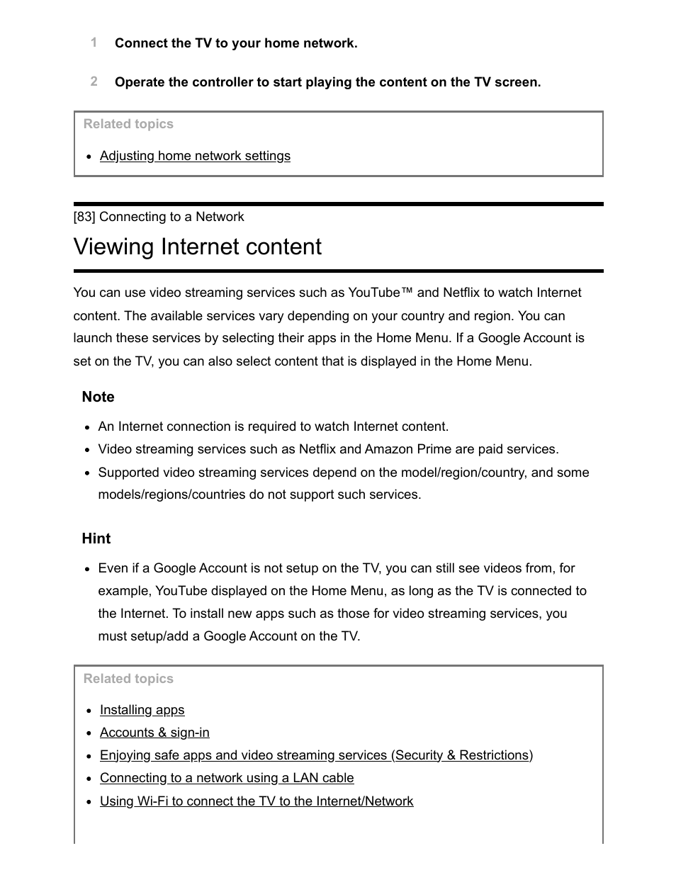 Viewing internet content [83, Viewing internet content | Sony NPA-MQZ1K Multi Battery Adapter Kit User Manual | Page 101 / 147