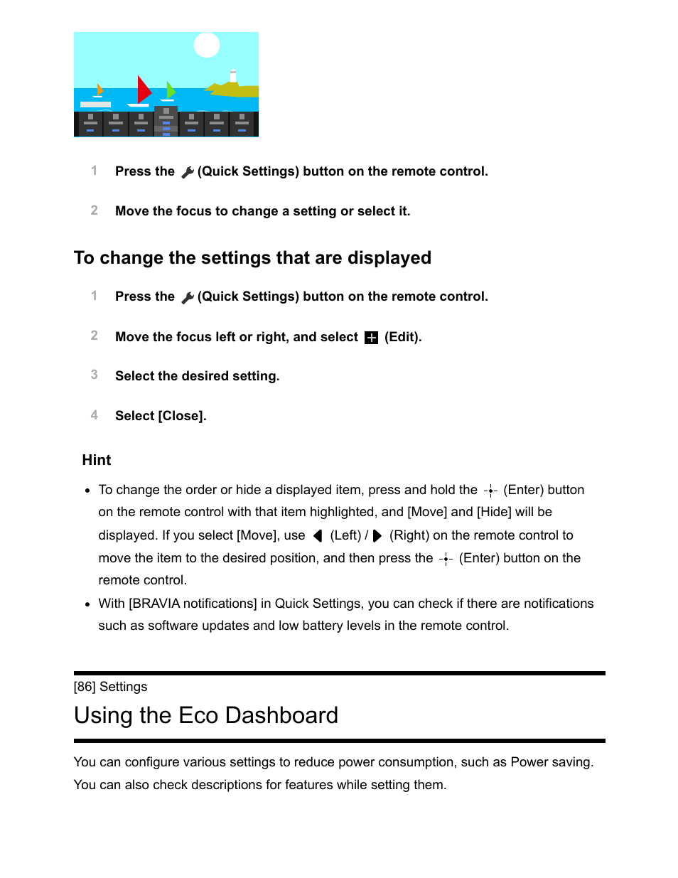 Using the eco dashboard [86, Using the eco dashboard | Sony NPA-MQZ1K Multi Battery Adapter Kit User Manual | Page 103 / 147