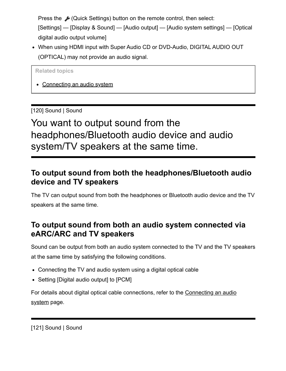 System/tv speakers at the same time. [120 | Sony NPA-MQZ1K Multi Battery Adapter Kit User Manual | Page 123 / 147