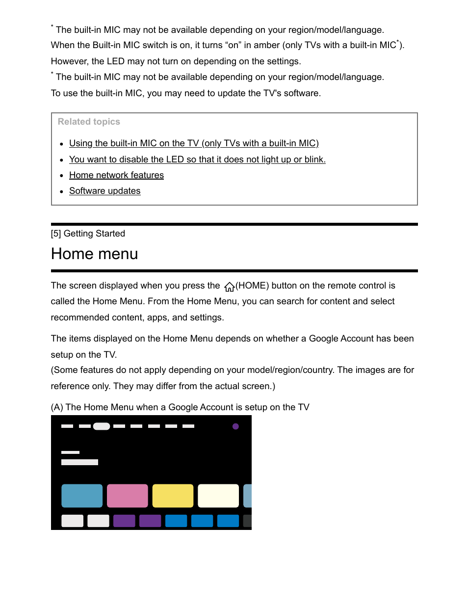 Home menu [5, Home menu | Sony NPA-MQZ1K Multi Battery Adapter Kit User Manual | Page 13 / 147