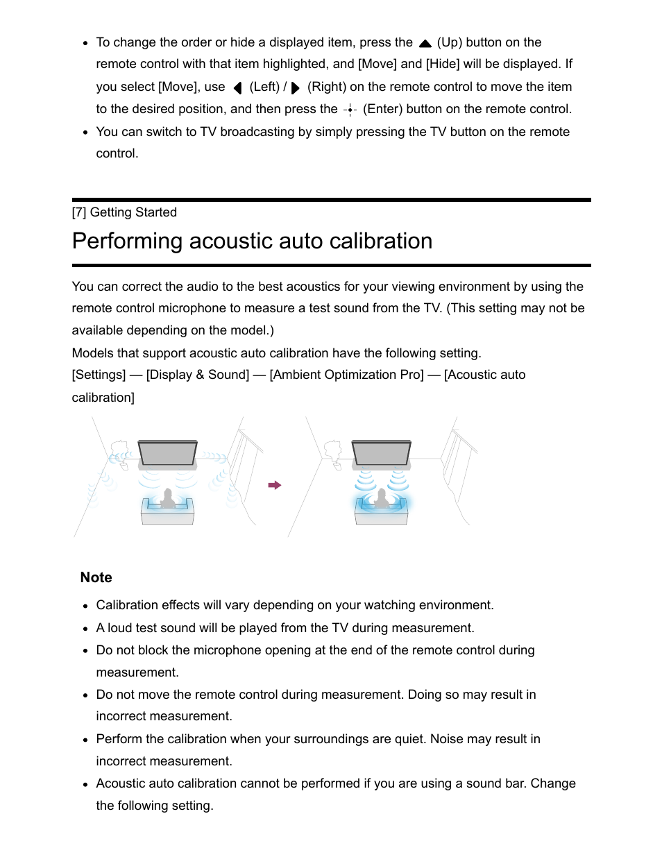 Performing acoustic auto calibration [7, Performing acoustic auto calibration | Sony NPA-MQZ1K Multi Battery Adapter Kit User Manual | Page 16 / 147