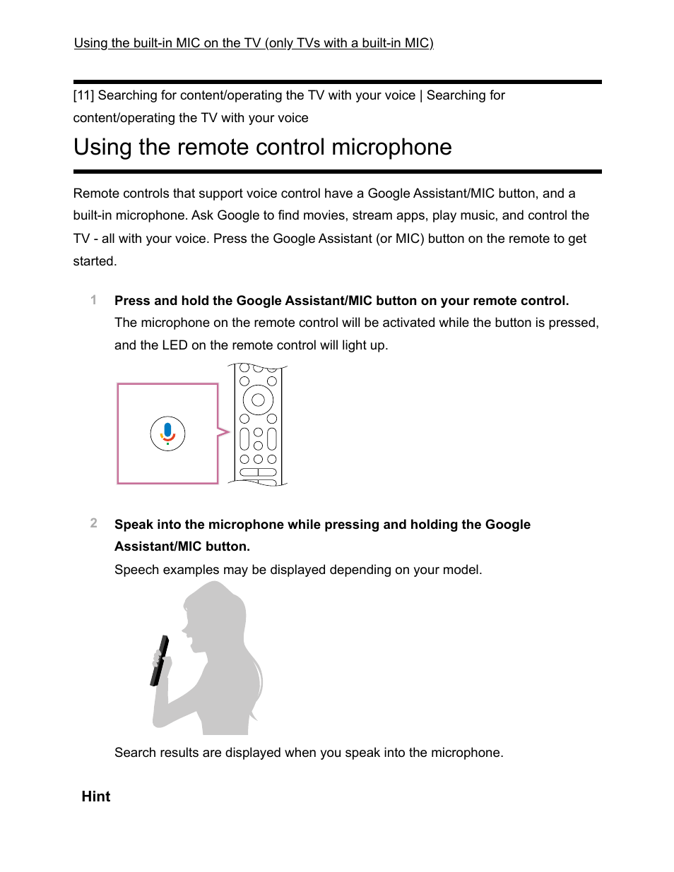 Using the remote control microphone [11, Using the remote control microphone | Sony NPA-MQZ1K Multi Battery Adapter Kit User Manual | Page 19 / 147