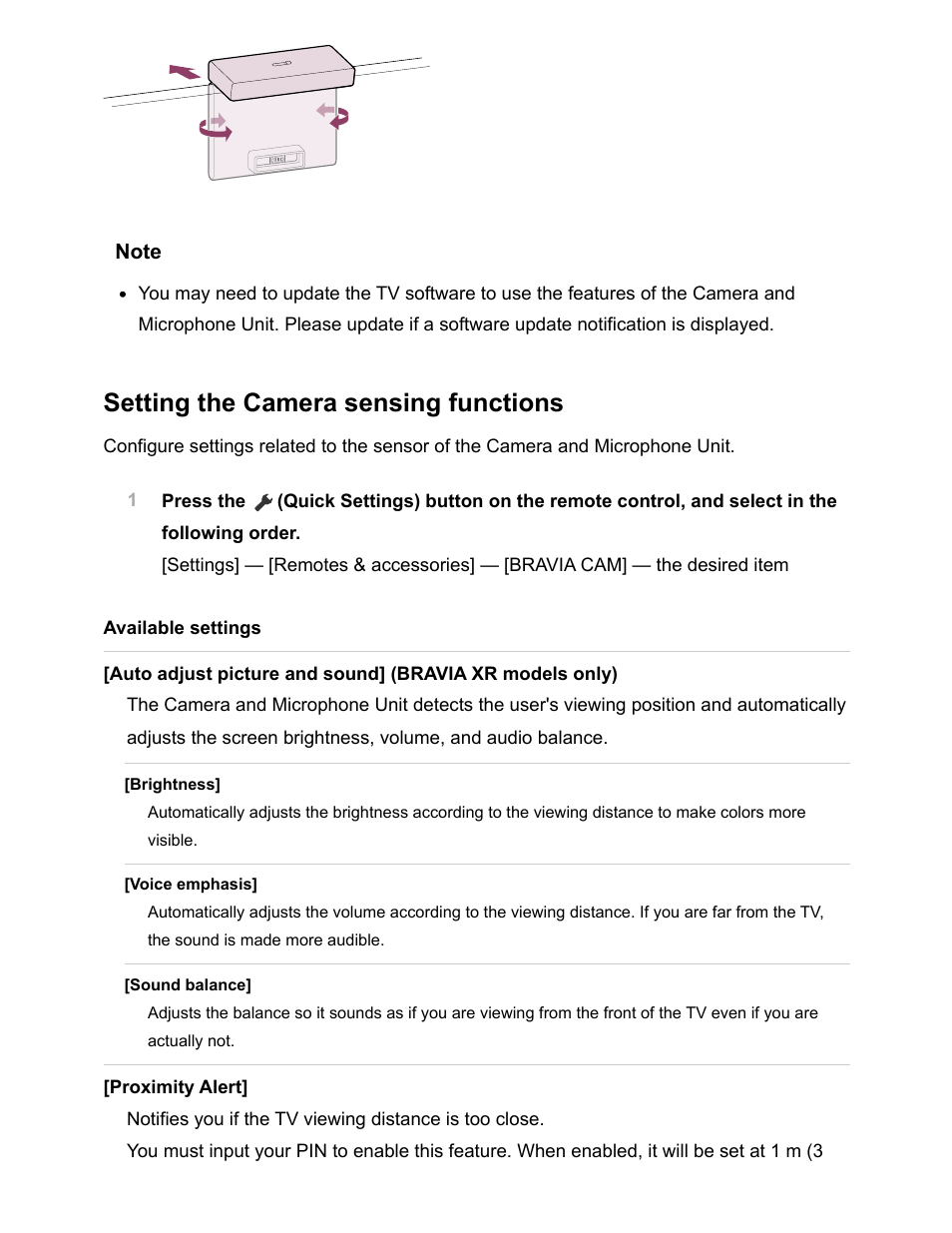 Setting the camera sensing functions | Sony NPA-MQZ1K Multi Battery Adapter Kit User Manual | Page 32 / 147