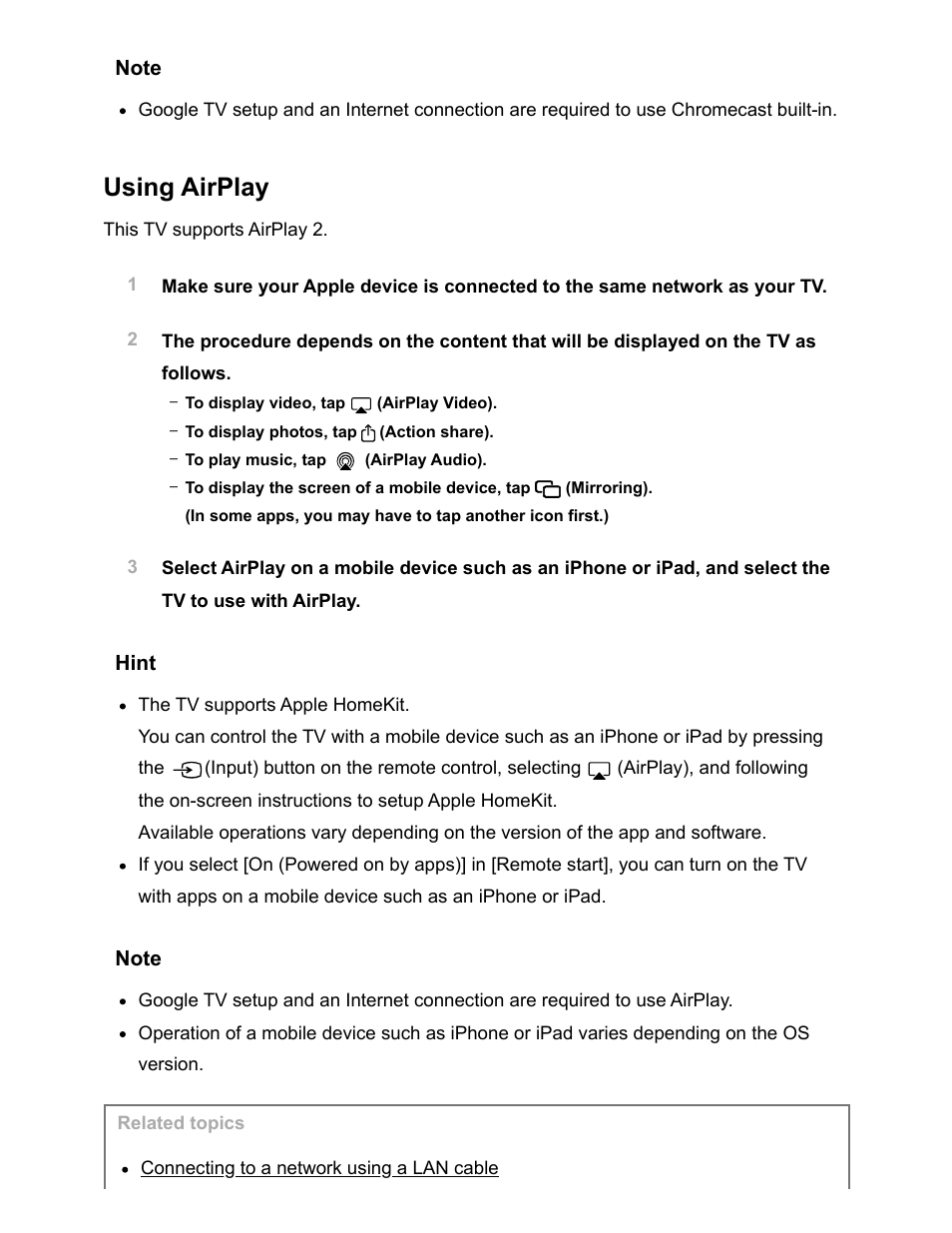 Using airplay | Sony NPA-MQZ1K Multi Battery Adapter Kit User Manual | Page 66 / 147