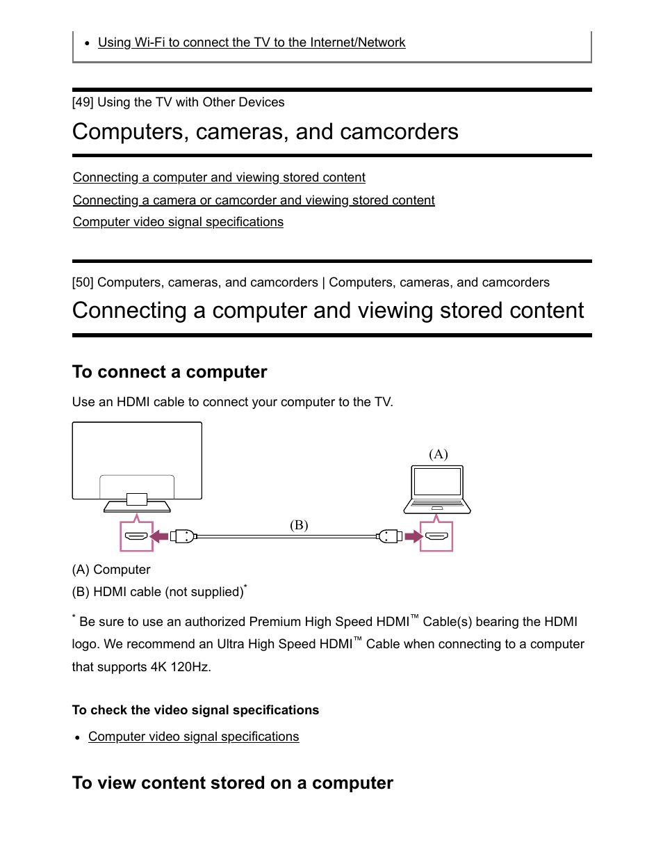 Computers, cameras, and camcorders [49, Computers, cameras, and camcorders, Connecting a computer and viewing stored content | Sony NPA-MQZ1K Multi Battery Adapter Kit User Manual | Page 67 / 147