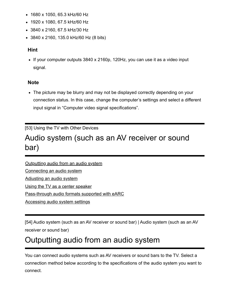 Outputting audio from an audio system [54, Audio system (such as an av receiver or sound bar), Outputting audio from an audio system | Sony NPA-MQZ1K Multi Battery Adapter Kit User Manual | Page 70 / 147