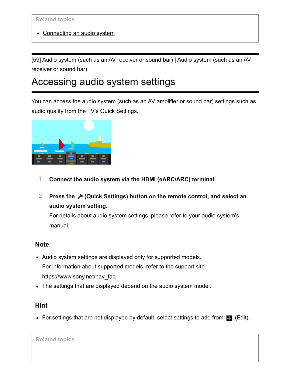 Accessing audio system settings [59, Accessing audio system settings | Sony NPA-MQZ1K Multi Battery Adapter Kit User Manual | Page 81 / 147