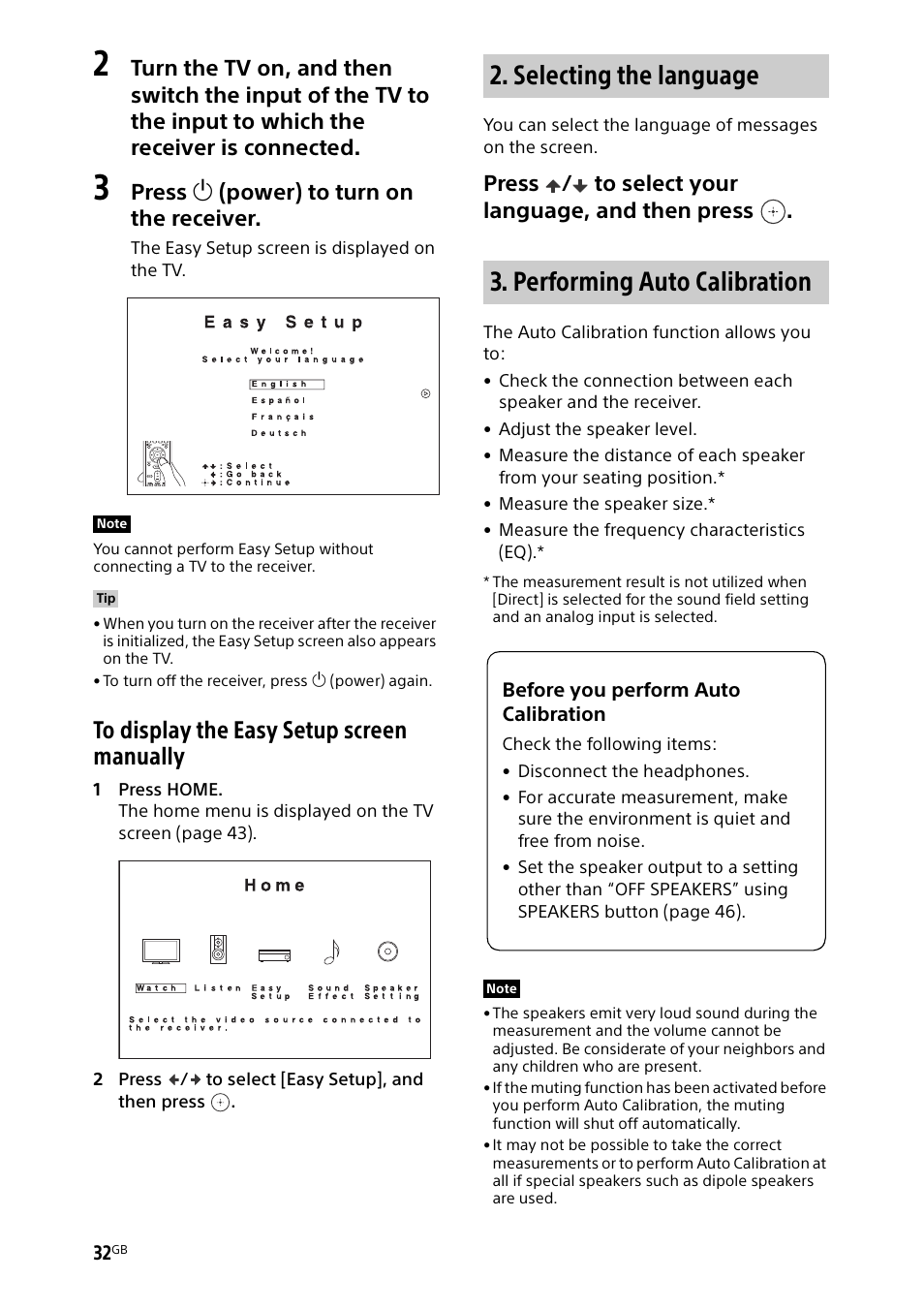 Press  (power) to turn on the receiver, Press / to select your language, and then press | Sony BDP-S1700 Blu-ray Disc Player User Manual | Page 32 / 64