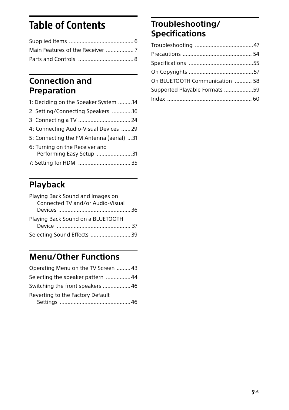 Sony BDP-S1700 Blu-ray Disc Player User Manual | Page 5 / 64