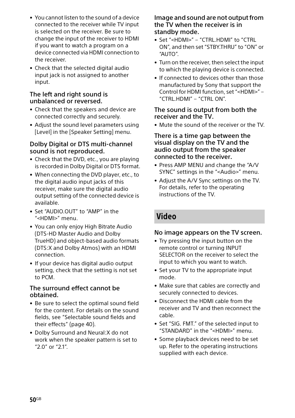 Video | Sony BDP-S1700 Blu-ray Disc Player User Manual | Page 50 / 64