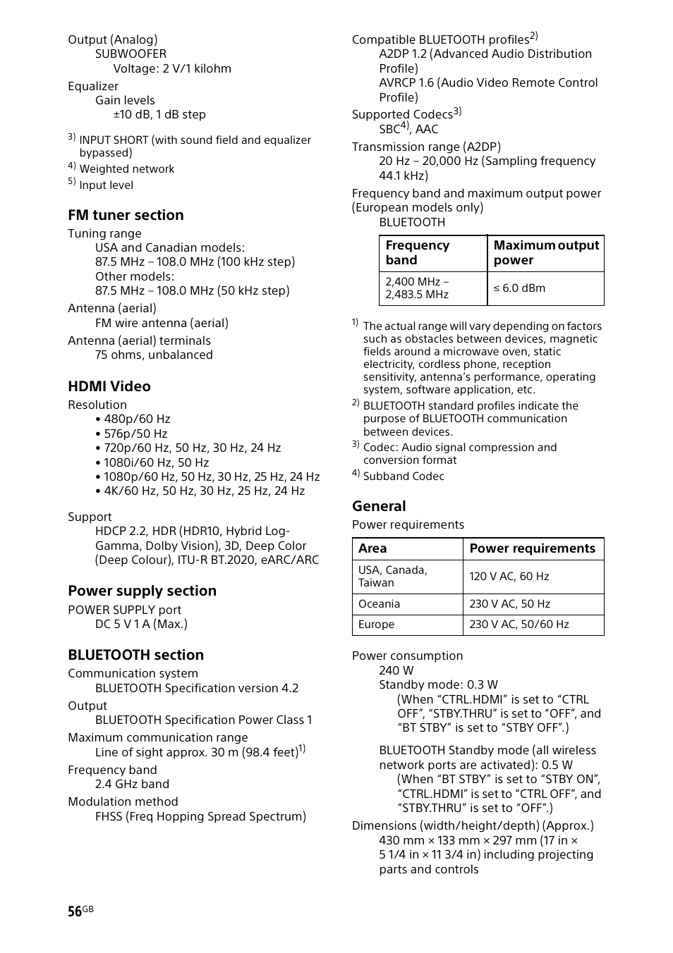 Hdmi video, General | Sony BDP-S1700 Blu-ray Disc Player User Manual | Page 56 / 64