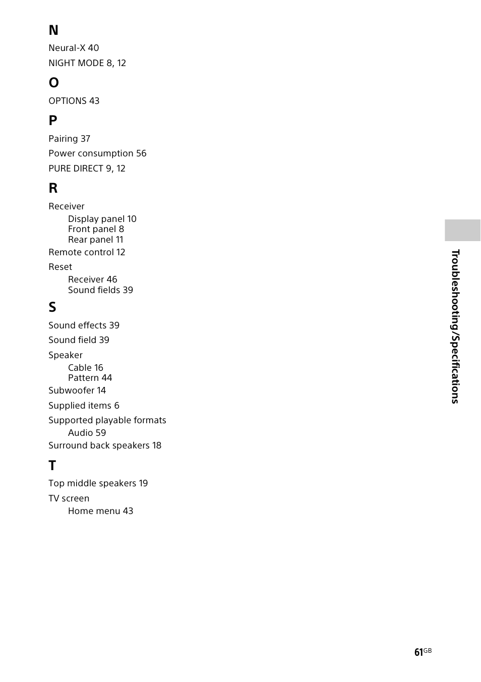 Sony BDP-S1700 Blu-ray Disc Player User Manual | Page 61 / 64