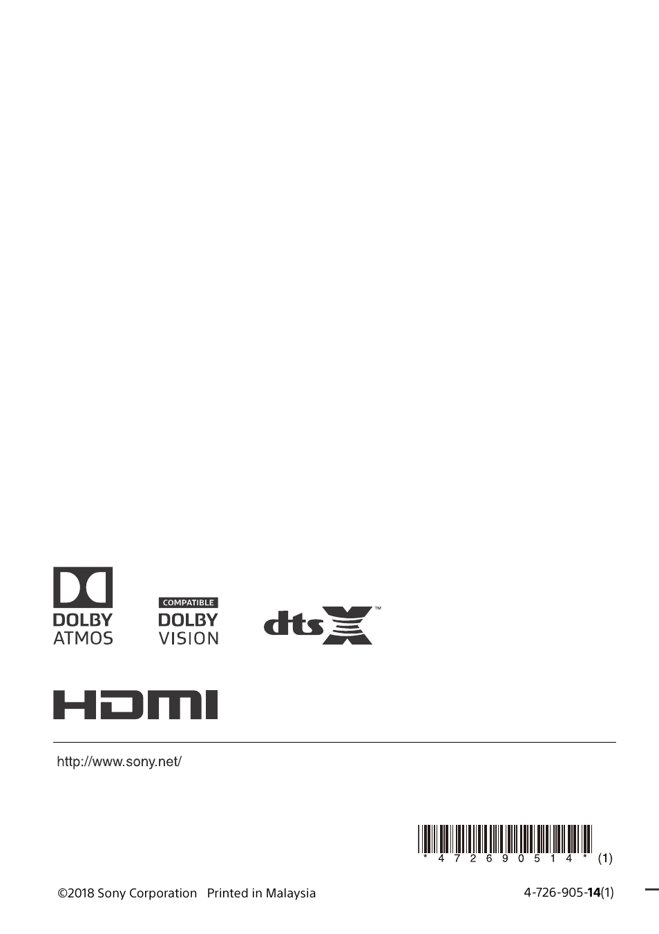 Sony BDP-S1700 Blu-ray Disc Player User Manual | Page 64 / 64