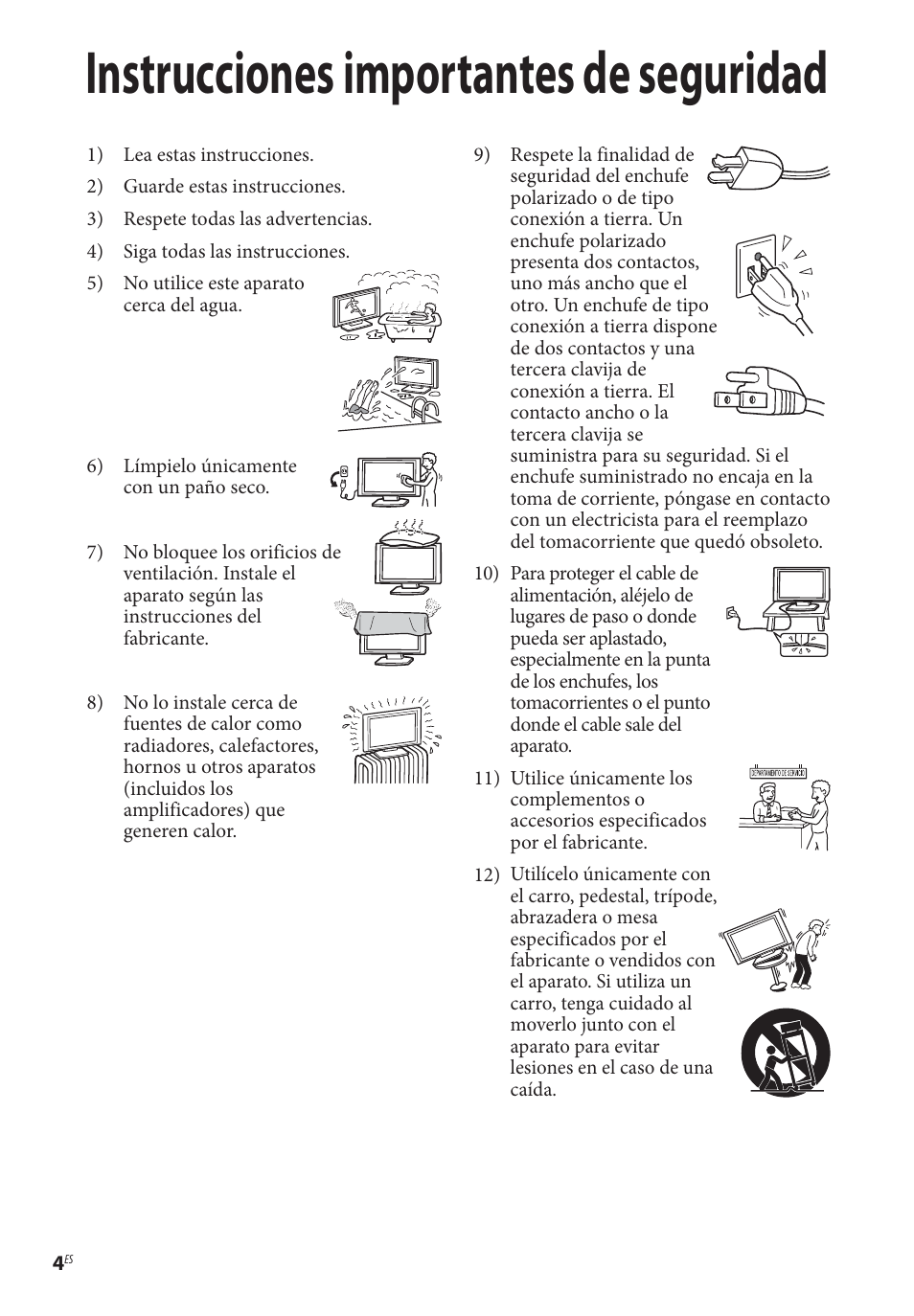Instrucciones importantes de seguridad | Sony BDP-BX370 Network Blu-ray Disc Player User Manual | Page 32 / 44