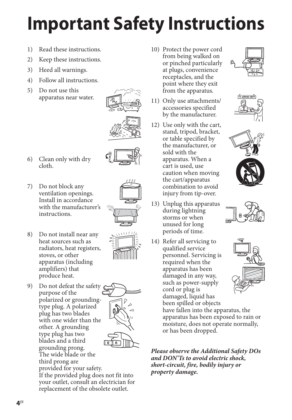 Important safety instructions | Sony BDP-BX370 Network Blu-ray Disc Player User Manual | Page 4 / 44