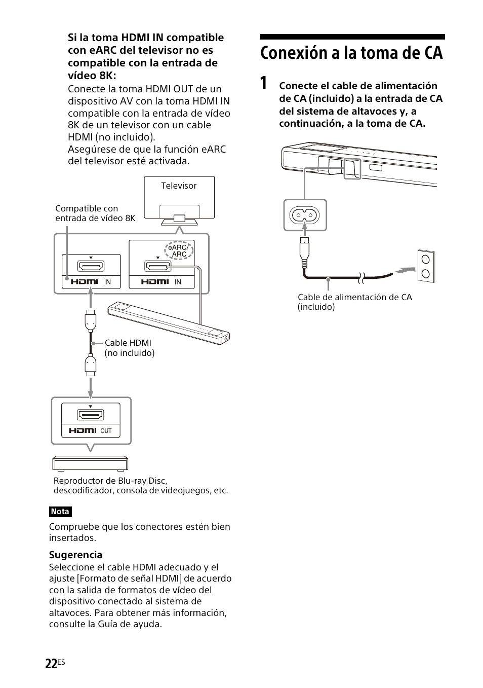 Conexión a la toma de ca | Sony UBP-X700M HDR 4K UHD Network Blu-ray Disc Player User Manual | Page 170 / 226