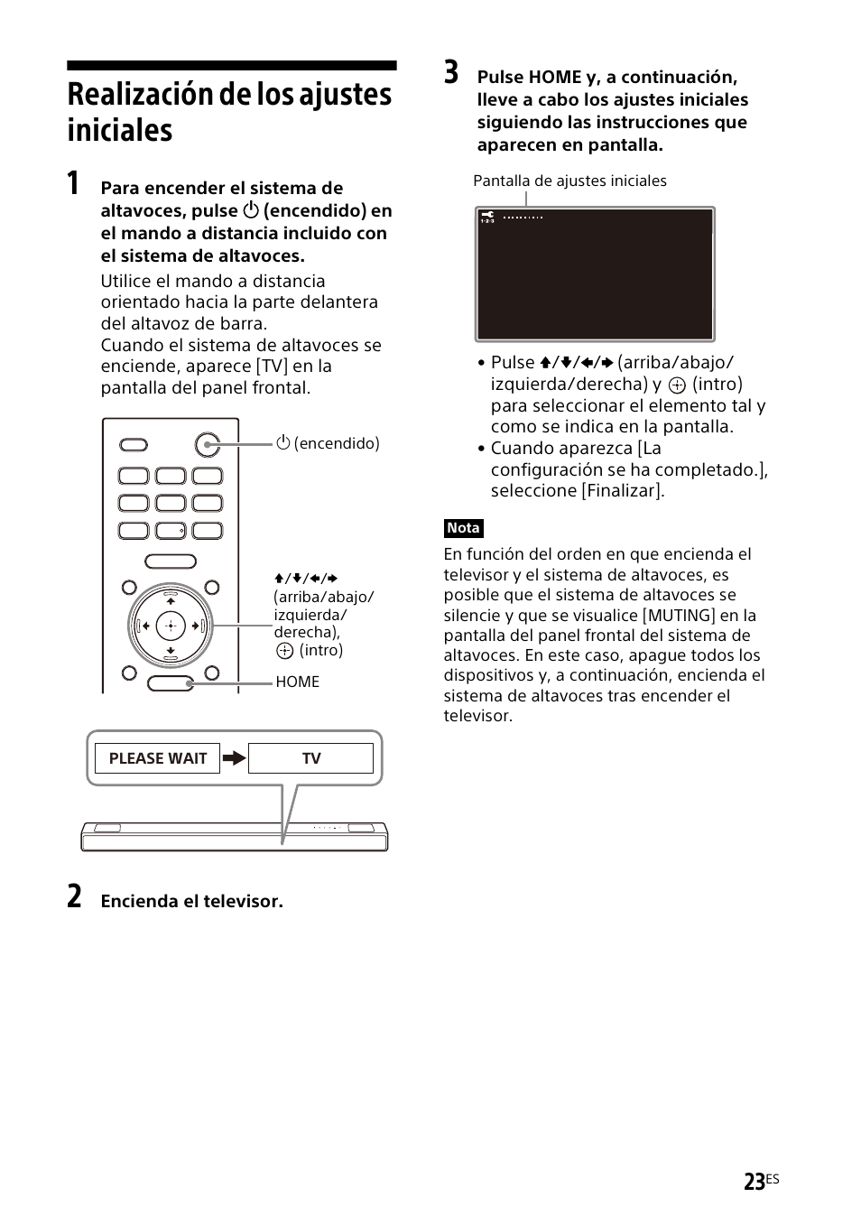 Realización de los ajustes iniciales, Realización de los ajustes, Iniciales | Sony UBP-X700M HDR 4K UHD Network Blu-ray Disc Player User Manual | Page 171 / 226