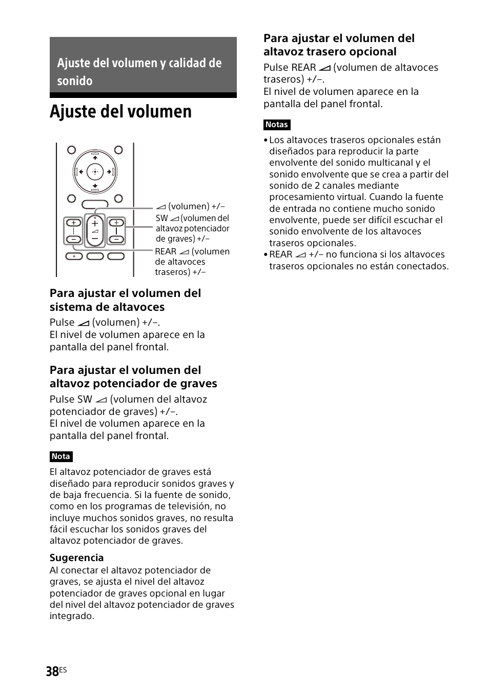 Ajuste del volumen y calidad de sonido, Ajuste del volumen | Sony UBP-X700M HDR 4K UHD Network Blu-ray Disc Player User Manual | Page 186 / 226