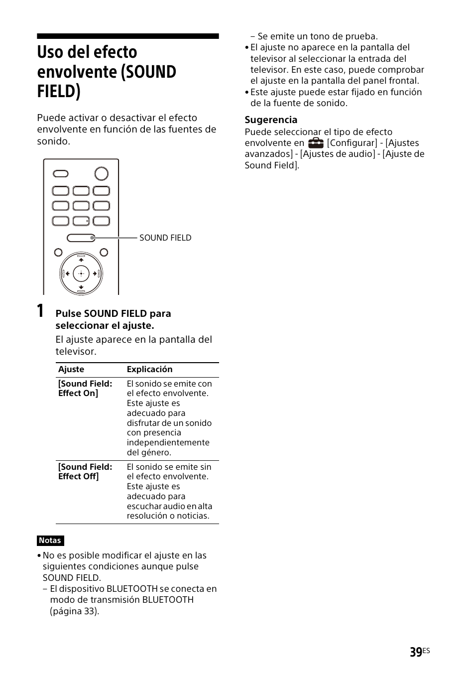 Uso del efecto envolvente (sound field), Uso del efecto envolvente (sound, Field) | Sony UBP-X700M HDR 4K UHD Network Blu-ray Disc Player User Manual | Page 187 / 226