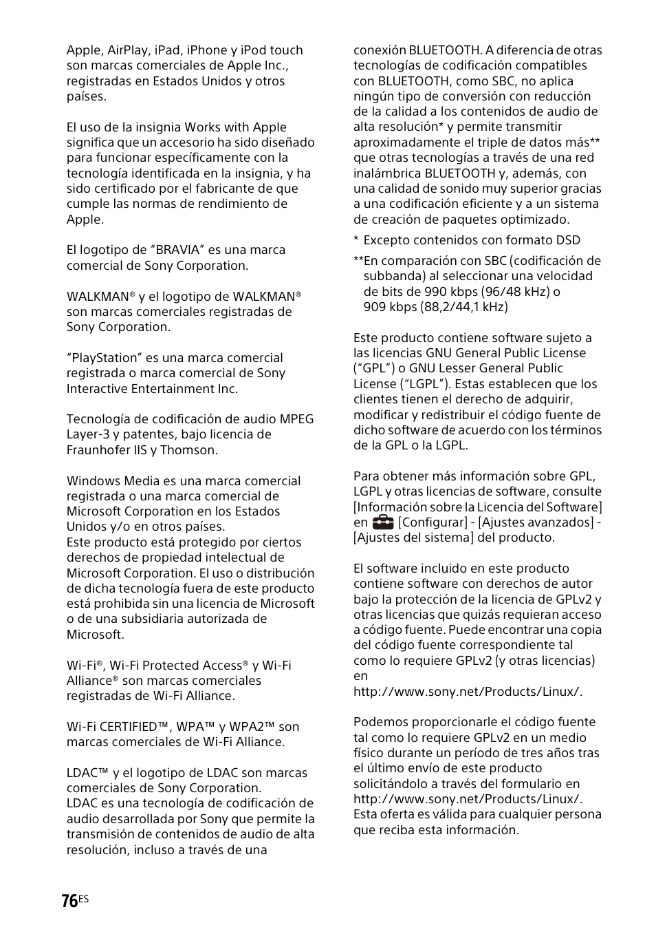 Sony UBP-X700M HDR 4K UHD Network Blu-ray Disc Player User Manual | Page 224 / 226
