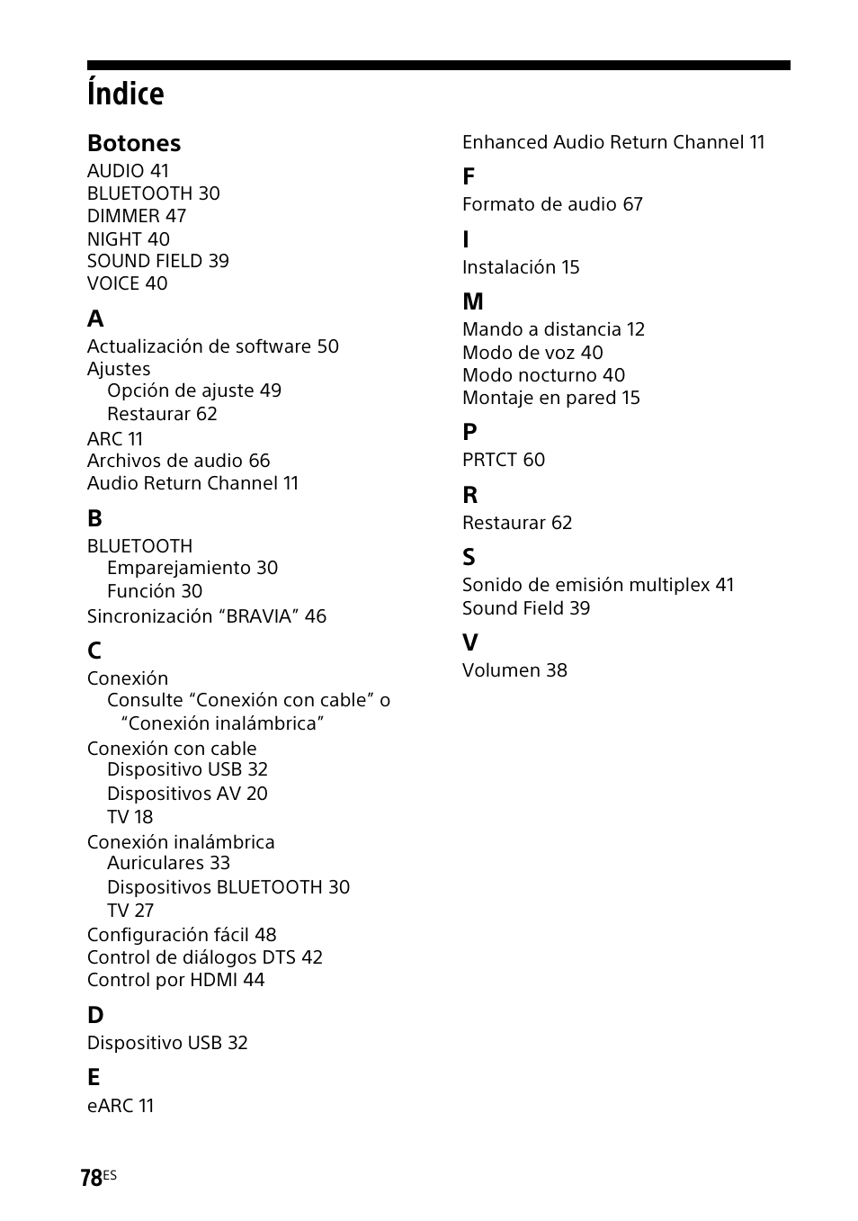 Índice, Botones | Sony UBP-X700M HDR 4K UHD Network Blu-ray Disc Player User Manual | Page 226 / 226