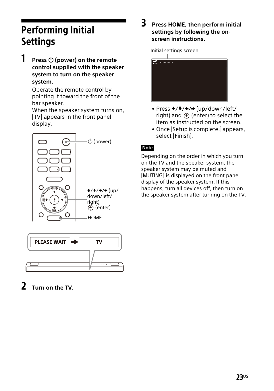 Performing initial settings | Sony UBP-X700M HDR 4K UHD Network Blu-ray Disc Player User Manual | Page 23 / 226