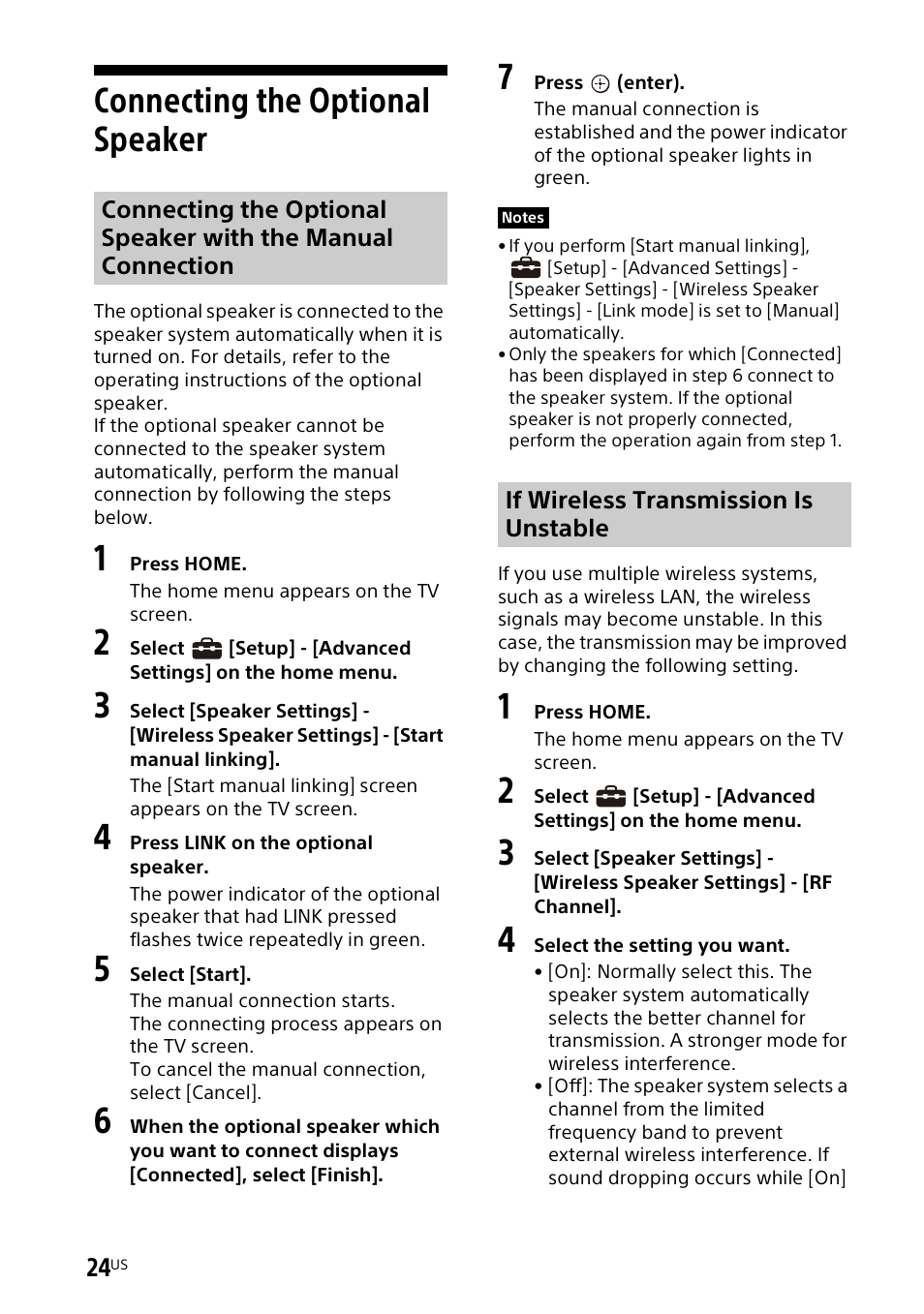 Connecting the optional speaker, Connecting the optional, Speaker | Sony UBP-X700M HDR 4K UHD Network Blu-ray Disc Player User Manual | Page 24 / 226