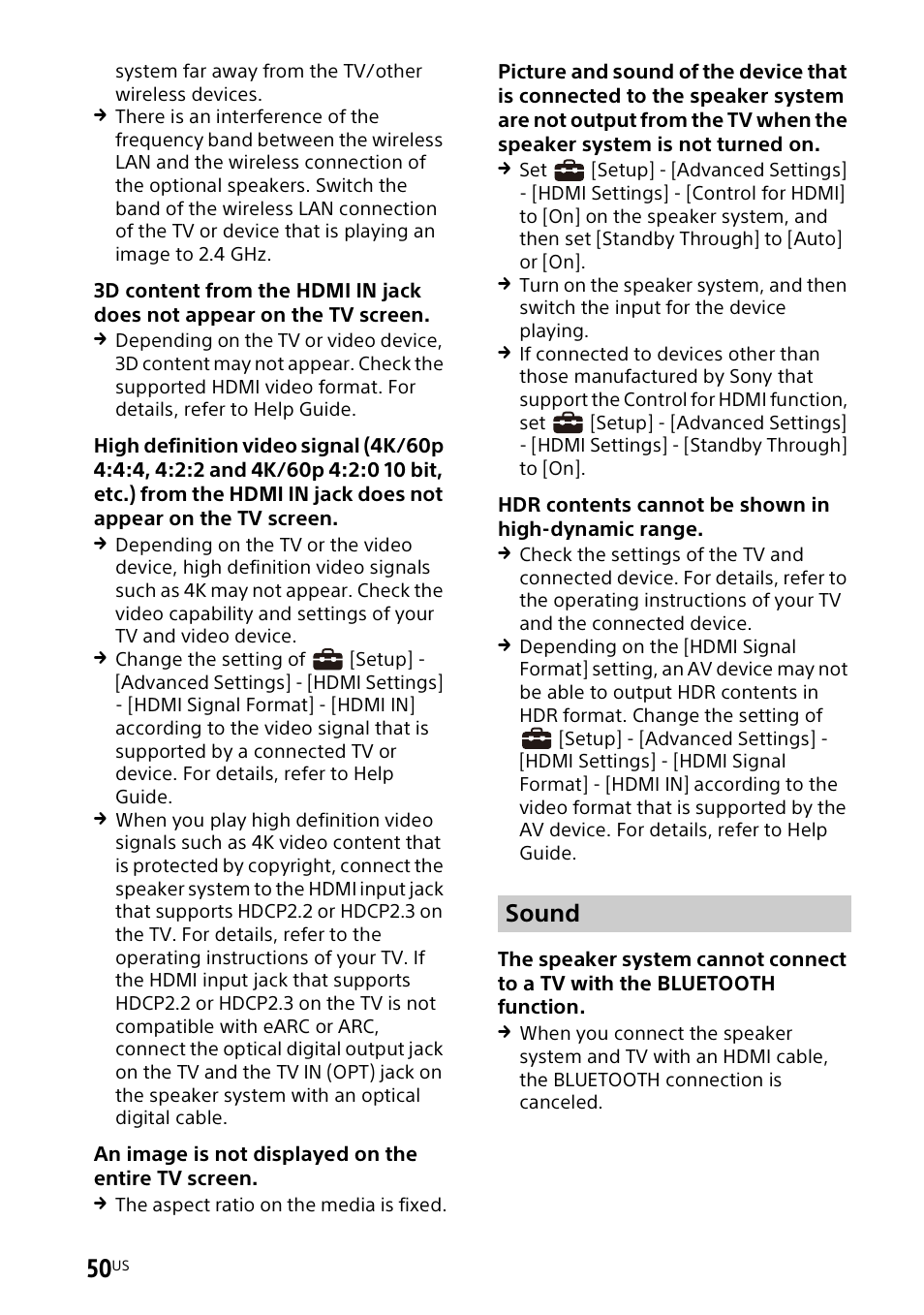 Sound | Sony UBP-X700M HDR 4K UHD Network Blu-ray Disc Player User Manual | Page 50 / 226