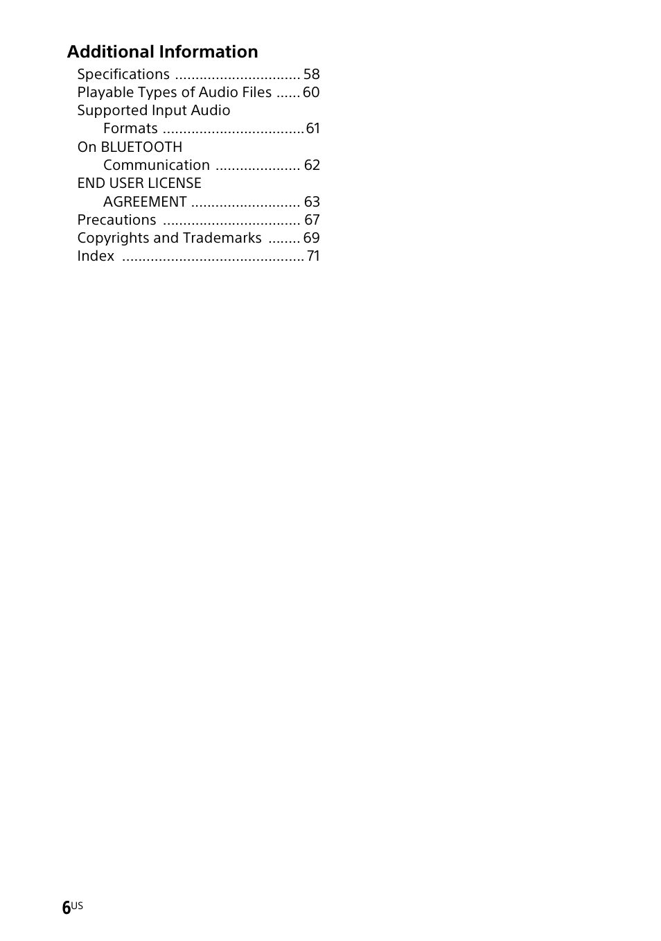 Additional information | Sony UBP-X700M HDR 4K UHD Network Blu-ray Disc Player User Manual | Page 6 / 226