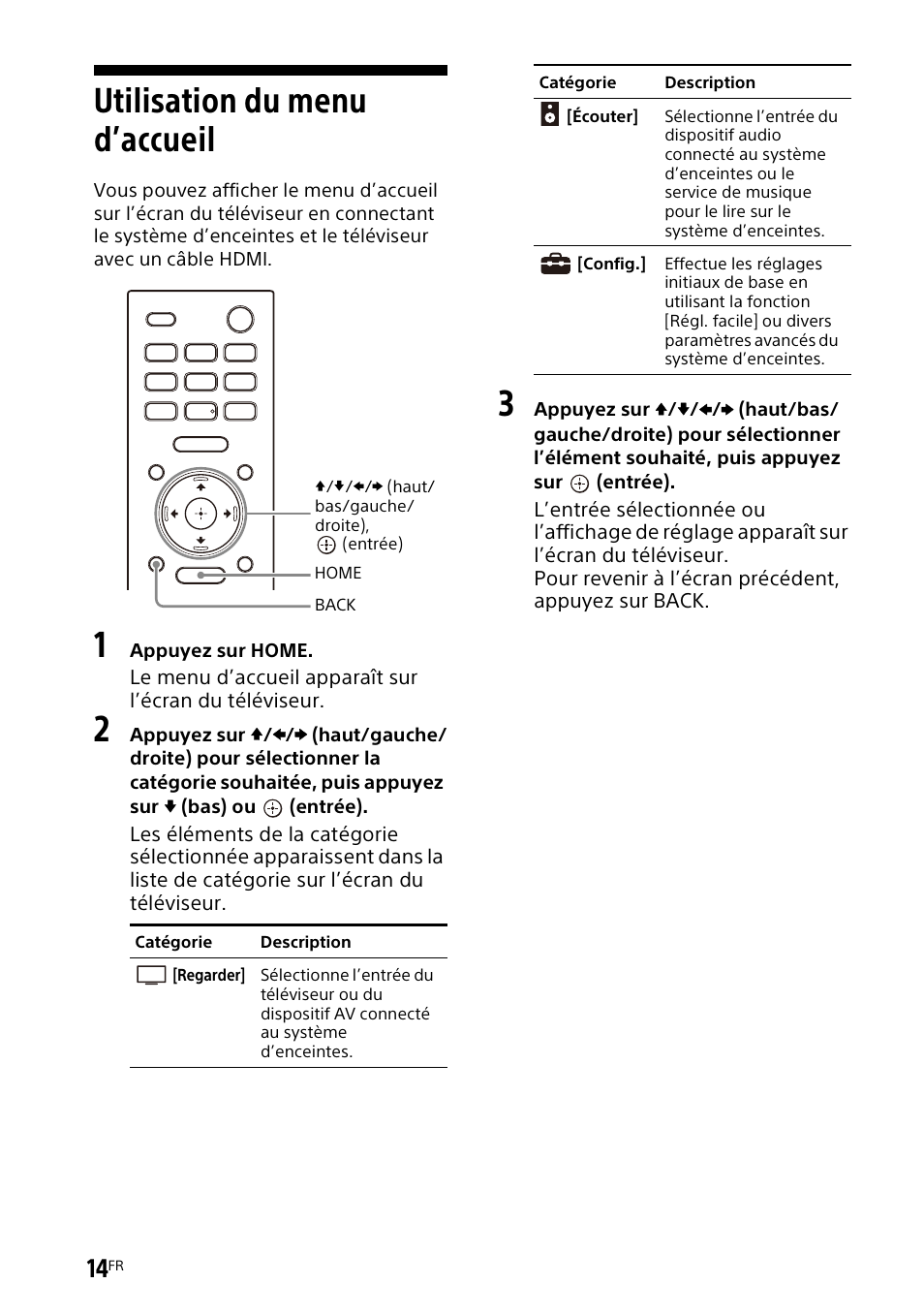 Utilisation du menu d’accueil | Sony UBP-X700M HDR 4K UHD Network Blu-ray Disc Player User Manual | Page 84 / 226