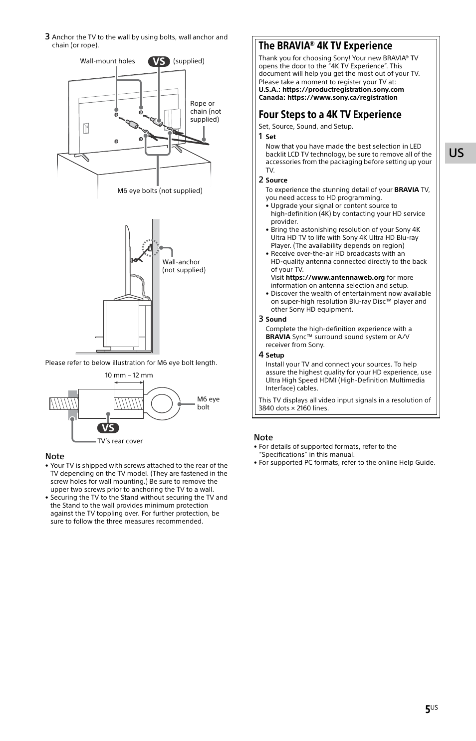 The bravia® 4k tv experience, Four steps to a 4k tv experience | Sony BDP-S6700 4K-Upscaling Blu-ray Disc Player with Wi-Fi User Manual | Page 5 / 44