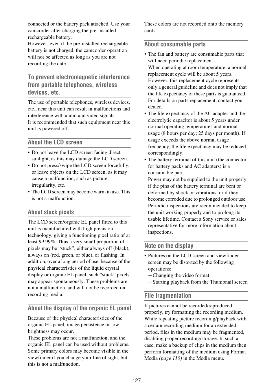 Sony XDCA-FX9 Extension Unit for PXW-FX9 Camera User Manual | Page 127 / 154