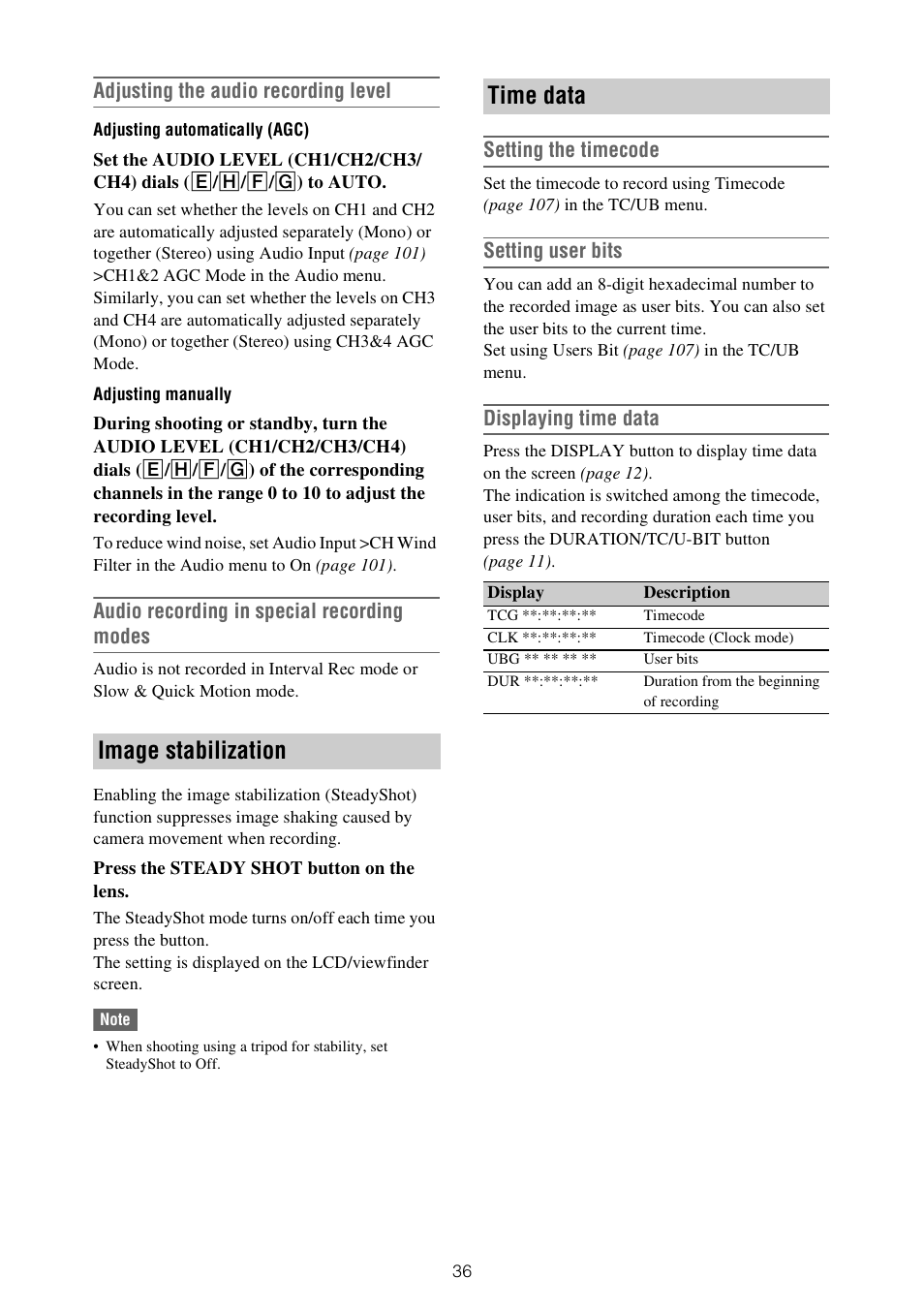 Image stabilization time data | Sony XDCA-FX9 Extension Unit for PXW-FX9 Camera User Manual | Page 36 / 154