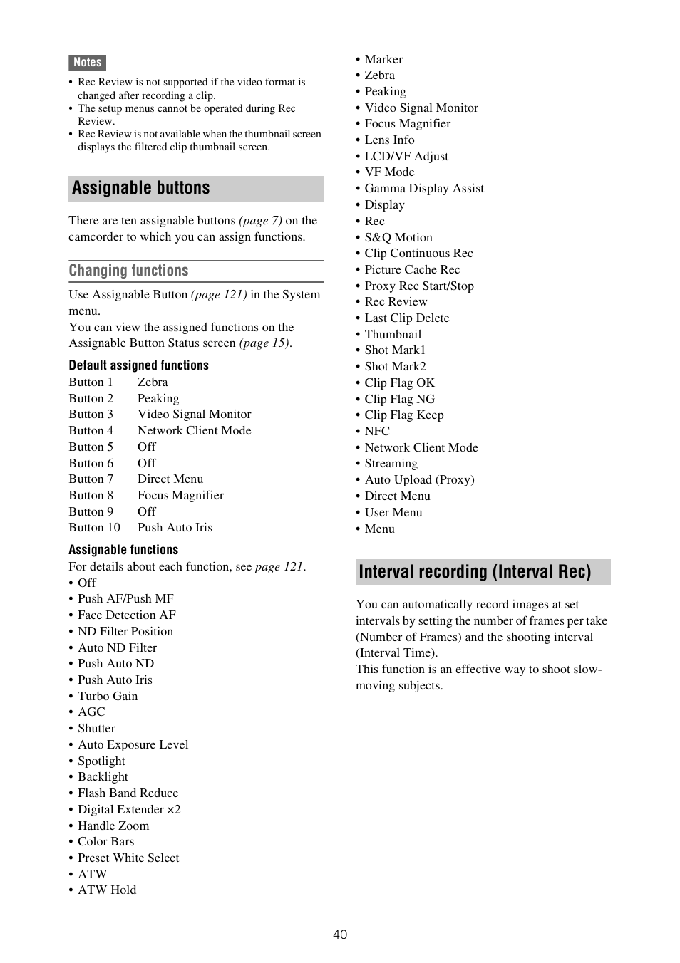 Changing functions | Sony XDCA-FX9 Extension Unit for PXW-FX9 Camera User Manual | Page 40 / 154