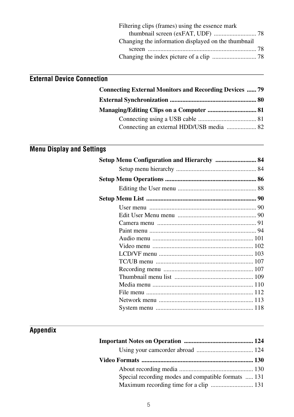 Sony XDCA-FX9 Extension Unit for PXW-FX9 Camera User Manual | Page 5 / 154