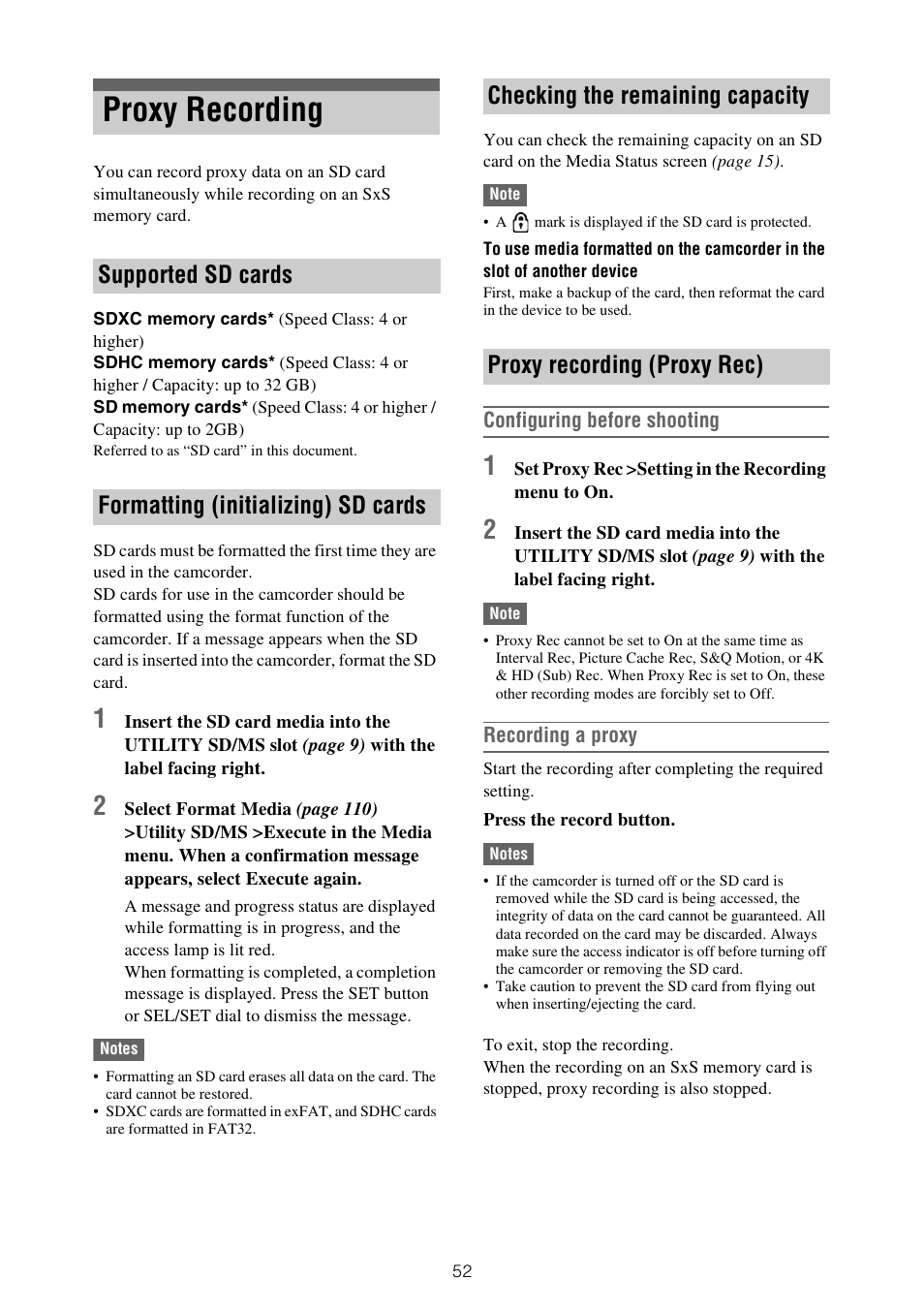 Proxy recording | Sony XDCA-FX9 Extension Unit for PXW-FX9 Camera User Manual | Page 52 / 154