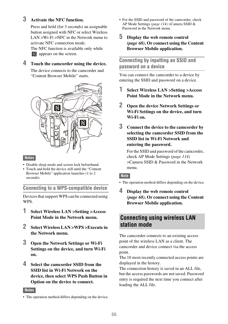 Connecting using wireless lan station mode | Sony XDCA-FX9 Extension Unit for PXW-FX9 Camera User Manual | Page 55 / 154