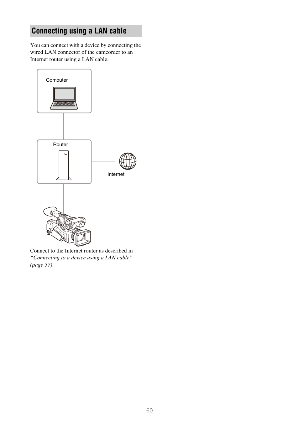 Connecting using a lan cable | Sony XDCA-FX9 Extension Unit for PXW-FX9 Camera User Manual | Page 60 / 154