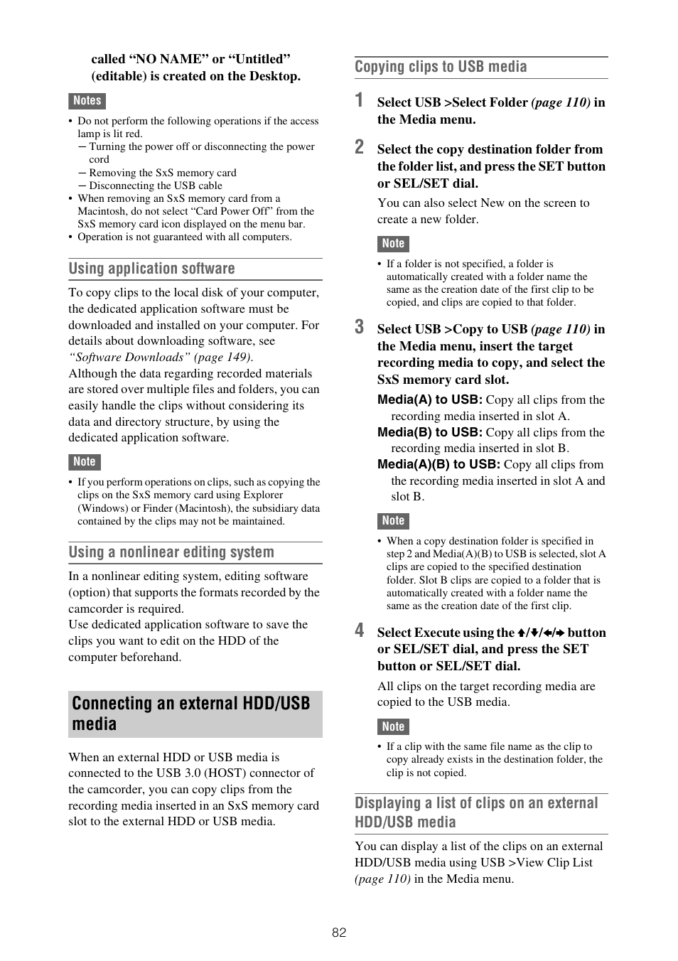 Connecting an external hdd/usb media | Sony XDCA-FX9 Extension Unit for PXW-FX9 Camera User Manual | Page 82 / 154