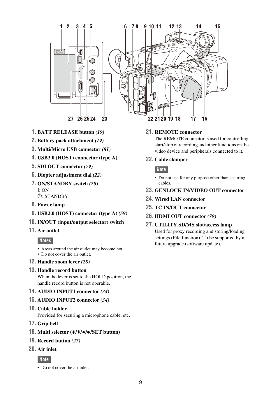 Sony XDCA-FX9 Extension Unit for PXW-FX9 Camera User Manual | Page 9 / 154