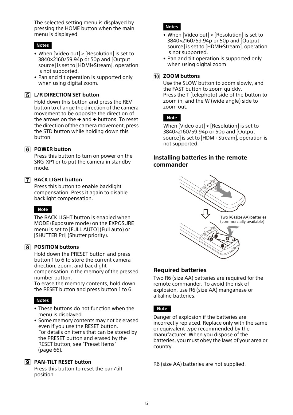Sony HDVF-EL30 0.7" FHD OLED Viewfinder with 3.5" Display for 4K/HD Cameras User Manual | Page 12 / 73