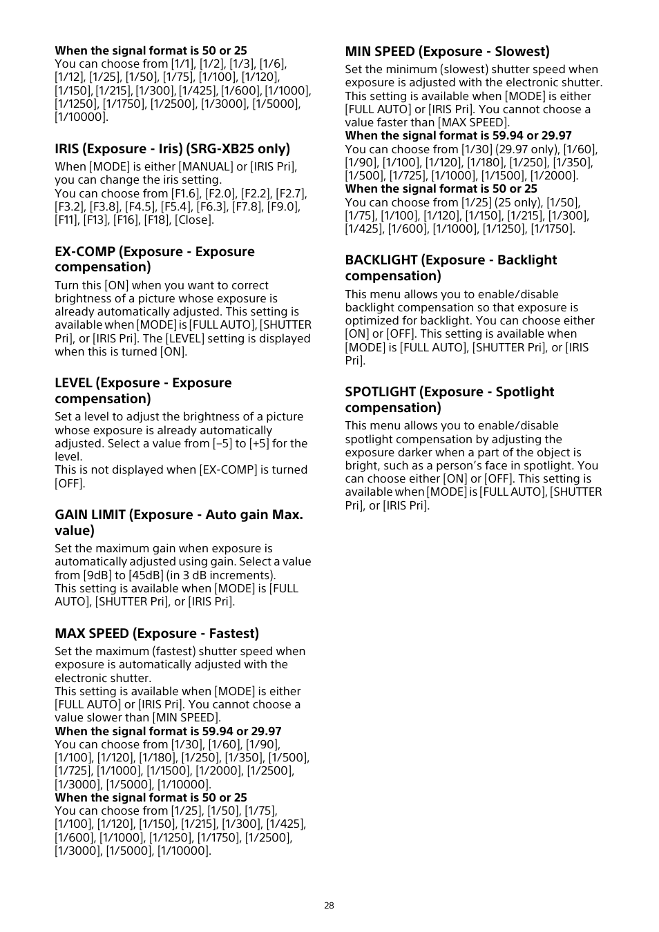 Sony HDVF-EL30 0.7" FHD OLED Viewfinder with 3.5" Display for 4K/HD Cameras User Manual | Page 28 / 73