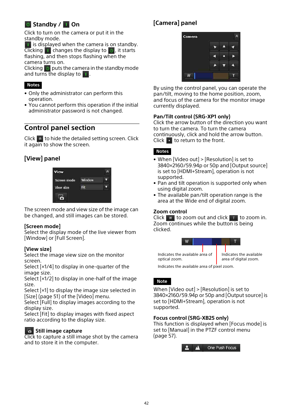 Control panel section | Sony HDVF-EL30 0.7" FHD OLED Viewfinder with 3.5" Display for 4K/HD Cameras User Manual | Page 42 / 73